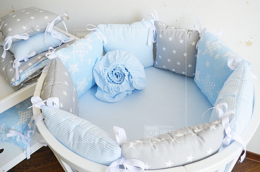 Комплект в кроватку дизайнерский Серо-голубой