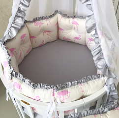 Комплект в кроватку дизайнерский "Фламинго" (Подушки с бусинами)