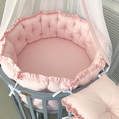 Комплект в кроватку дизайнерский "Нежно-розовый" с каретной стяжкой